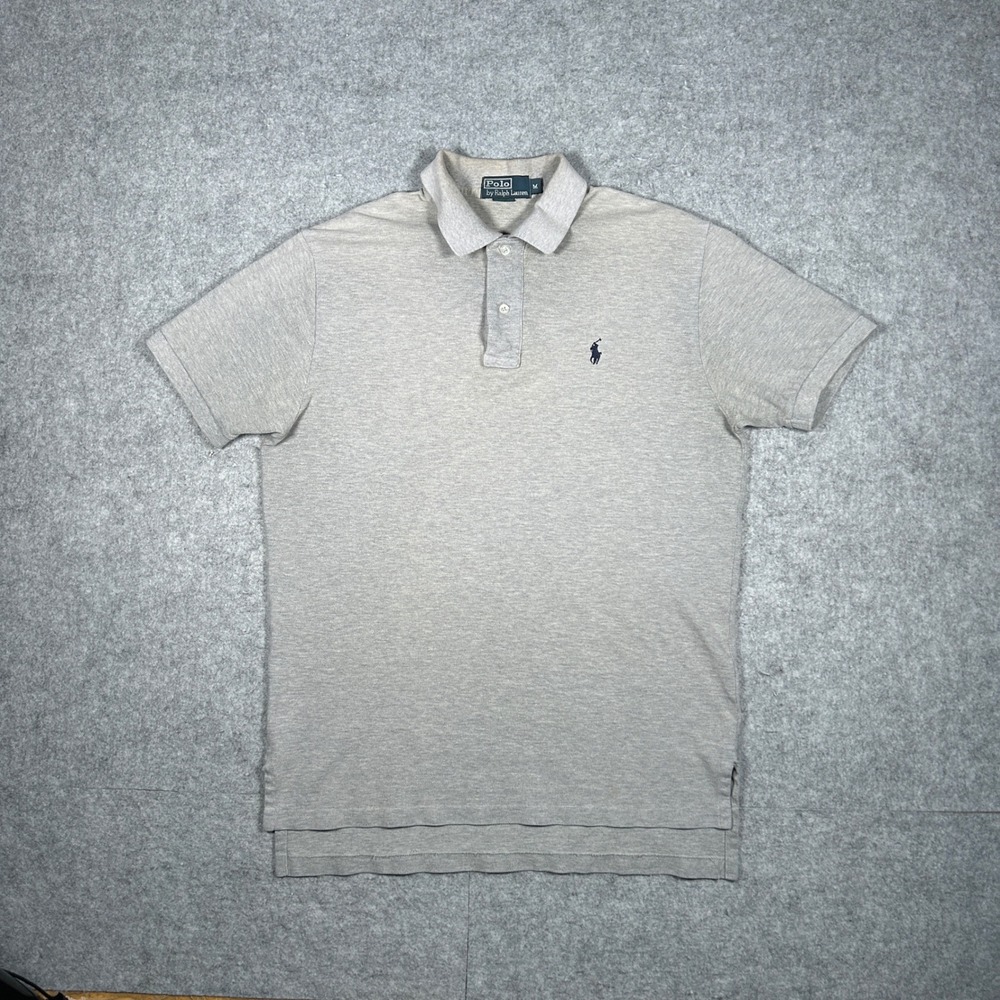 Polo Ralph Lauren Polo Shirt Mens Medium Grey Custom Slim Fit Short Sleeve